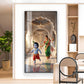 Little kanha With Maa Yashoda Glass Finish Vertical Wall Art