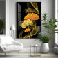 Golden Elegance Bloom Glass Finish Vertical Wall Art