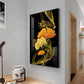 Golden Elegance Bloom Glass Finish Vertical Wall Art