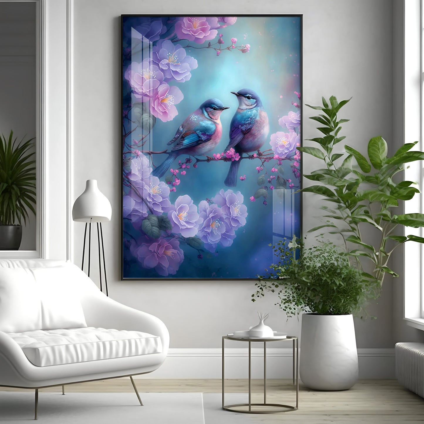 Harmony in Flight Glass Finish Vertical Wall Art