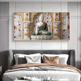 Buddha In Dhyan Mudra Glass Finish Horizontal Wall Art