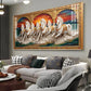 White Running Horses Vastu Glass Finish Horizontal Wall Art