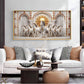 Beautiful White Running Horses Vastu Glass Finish Horizontal Wall Art