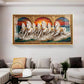 White Running Horses Vastu Glass Finish Horizontal Wall Art