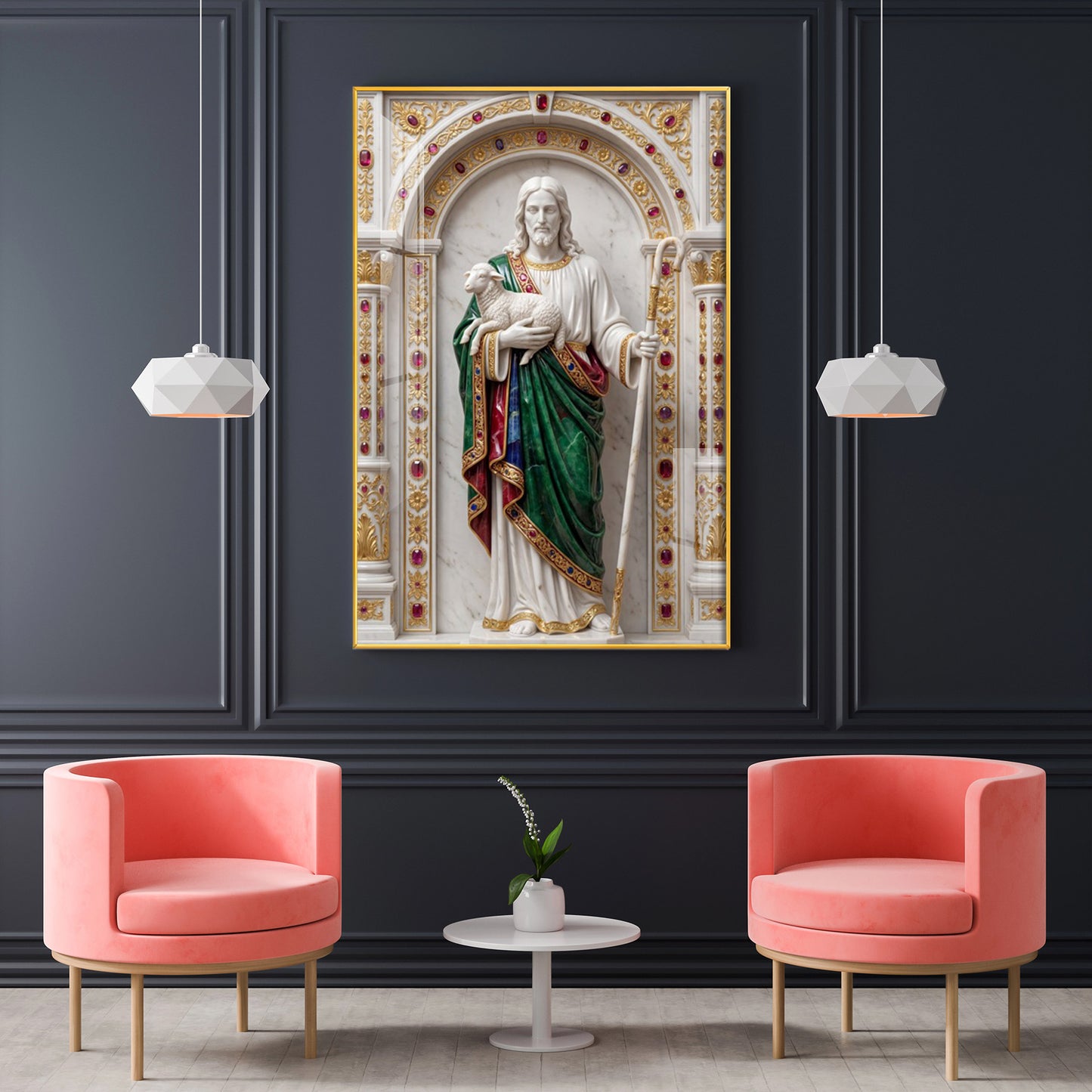 DIvine God jesus Glass Finish Vertical Wall Art