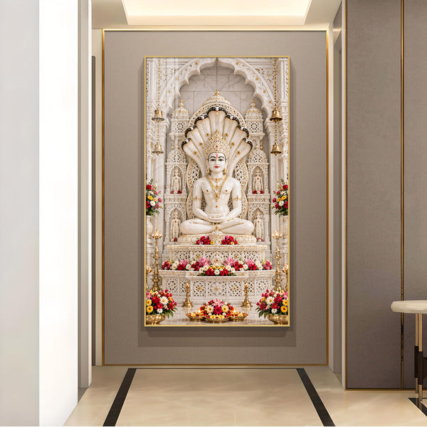 Lord Parshvanath Glass Finish Vertical Wall Art