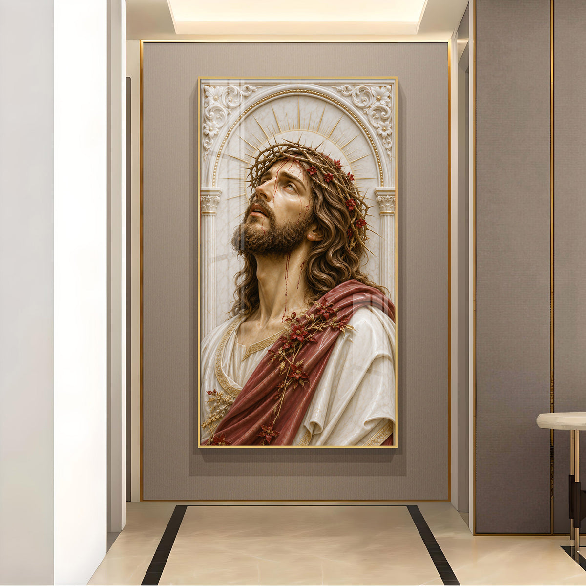 Divine Jesus Christ Glass Finish Vertical Wall Art