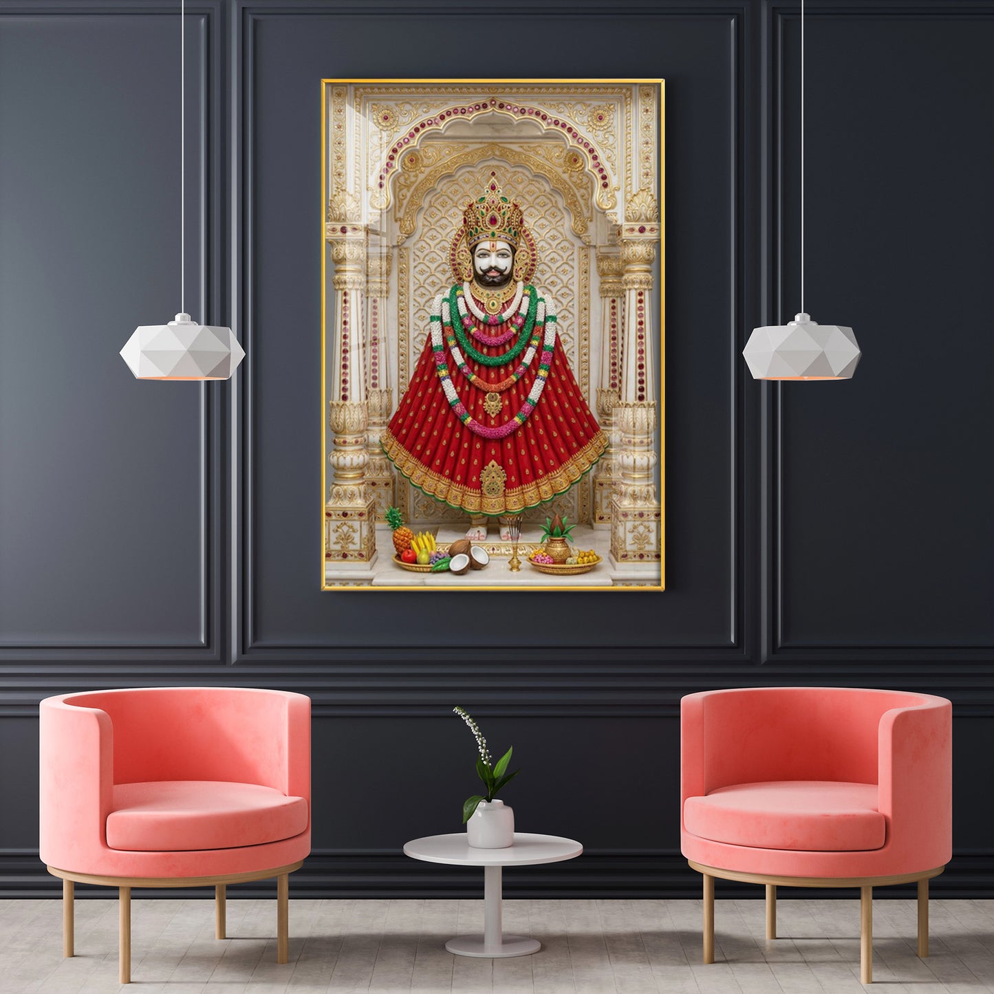 Khatu Naresh Shyam Baba Glass Finish Vertical Wall Art