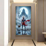 Hanuman Ji and Shiva Ji Glass Finish Vertical Wall Art