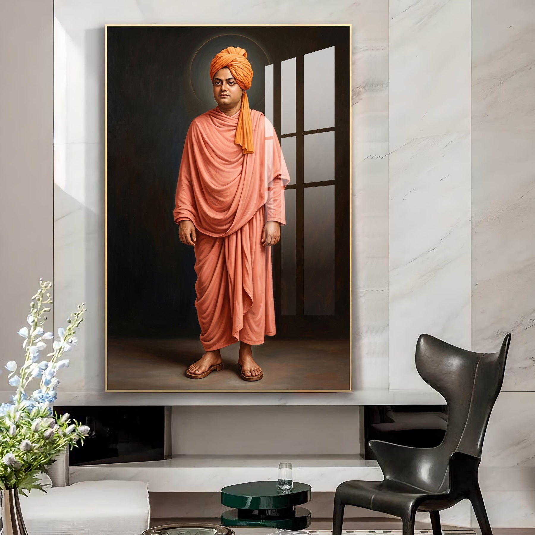 Swami Vivekananda Glass Finish Vertical Wall Art