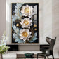 White Lotus With Golden Accents Glass Finish Vertical Wall Art