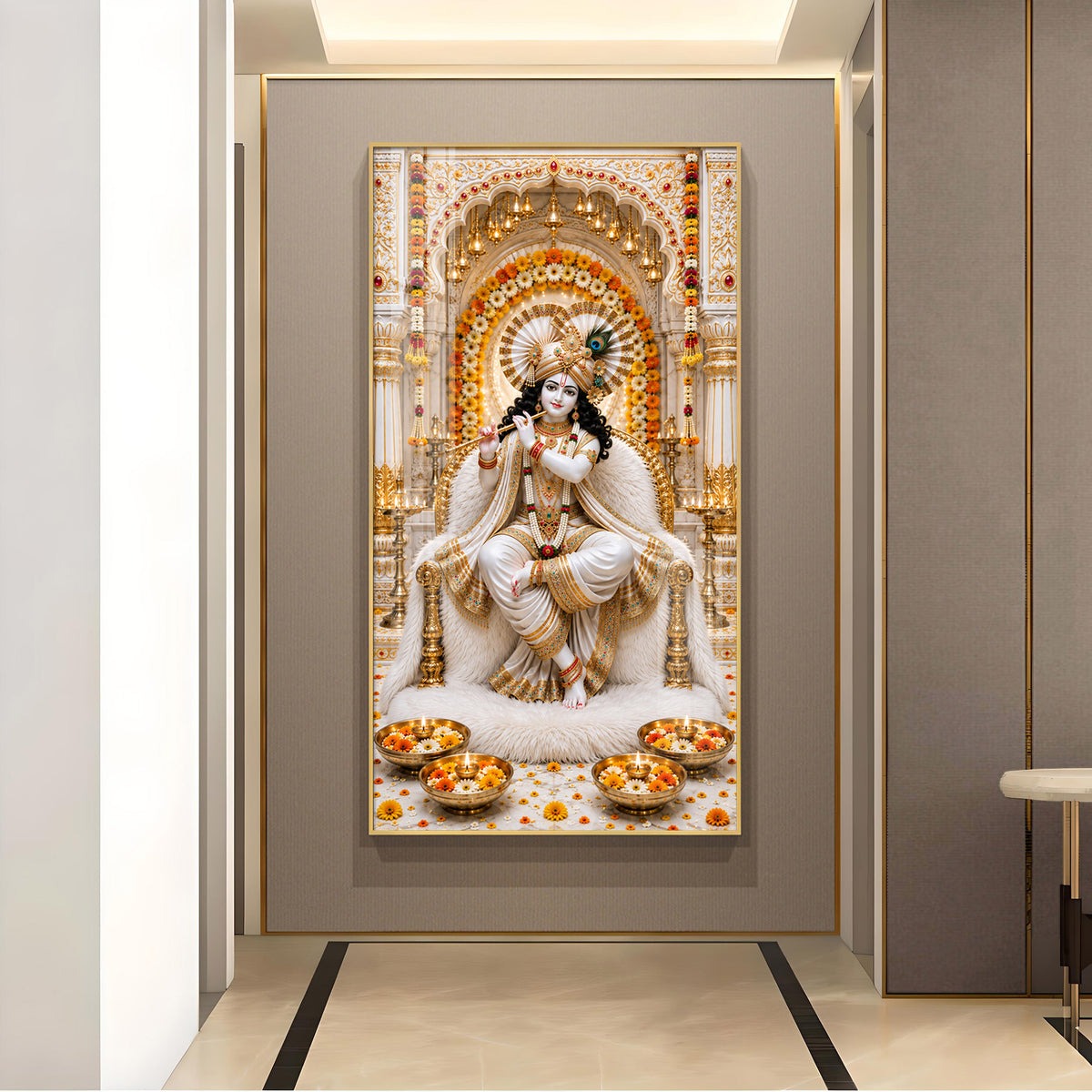 Muralidhar Krishna Glass Finish Vertical Wall Art