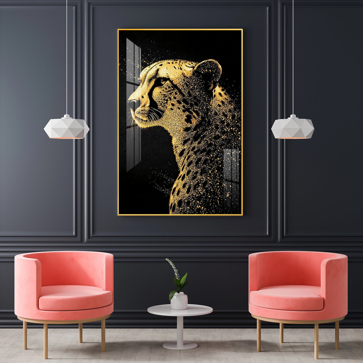 Leopard Glass Finish Vertical Wall Art