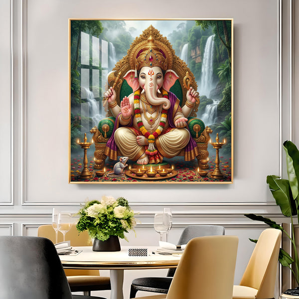 Jai Ganesh Deva Glass Finish Square Wall Art