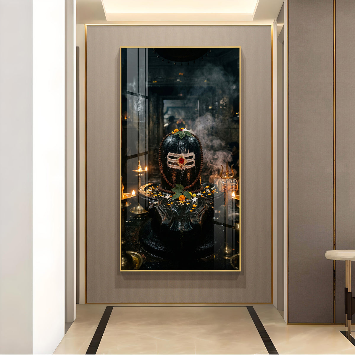 Shiv Maheshwar Glass Finish Vertical Wall Art