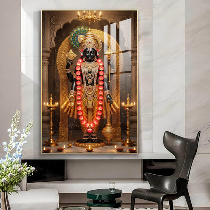 Hindu Deity Lord Venkateswara Glass Finish Vertical Wall Art