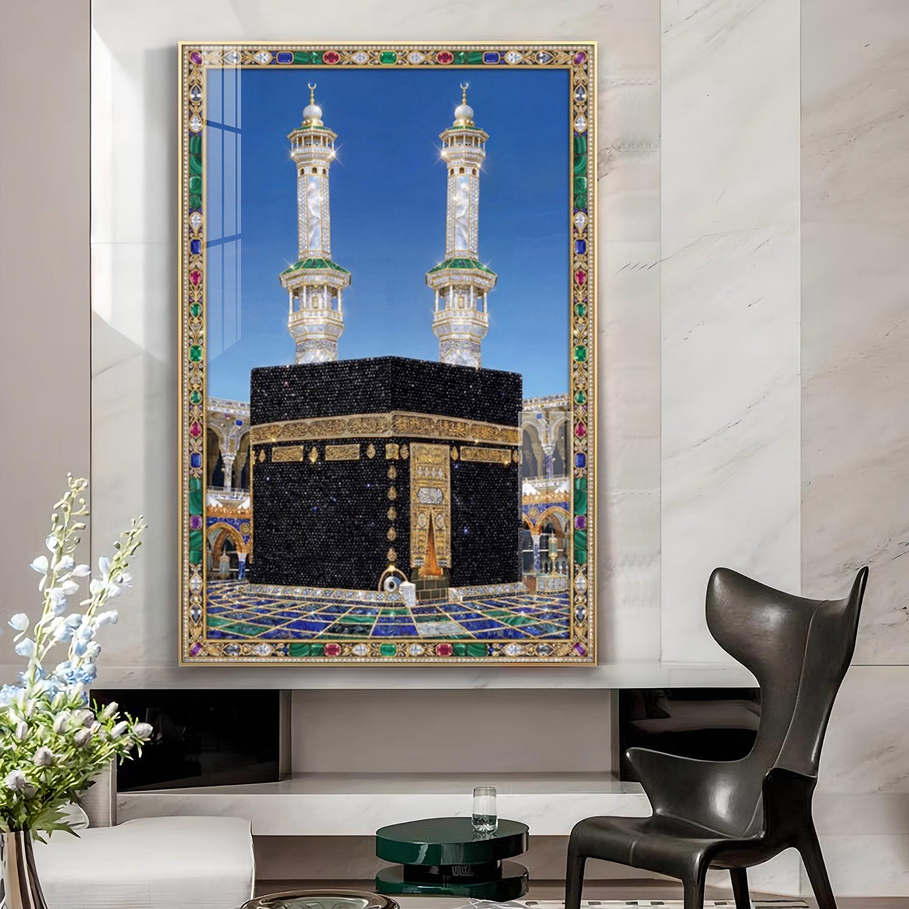 Holy Kaaba Glass Finish Vertical Wall Art