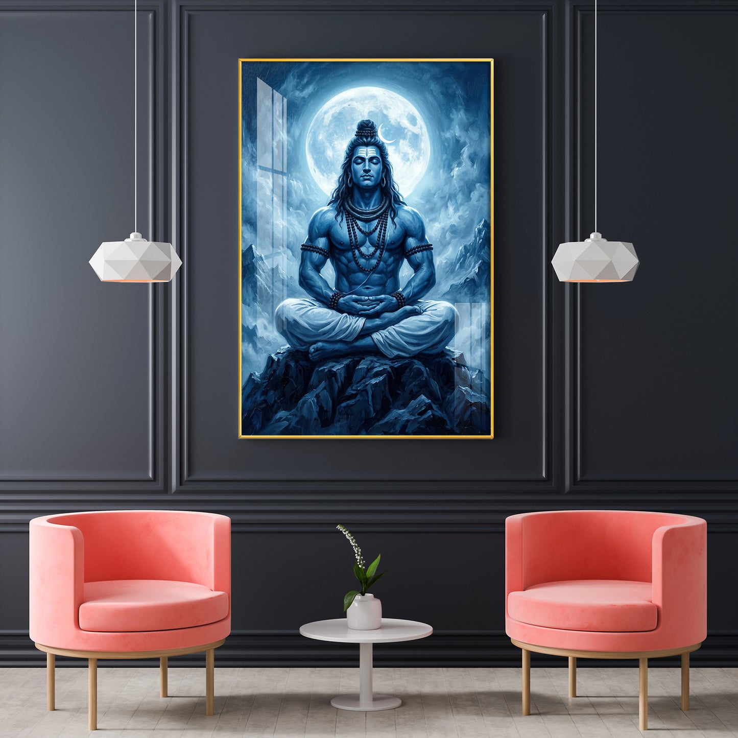 Divine Shiv Ji Glass Finish Vertical Wall Art