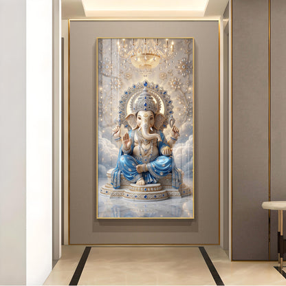 Shri Ganesh Ji Glass Finish Vertical Wall Art