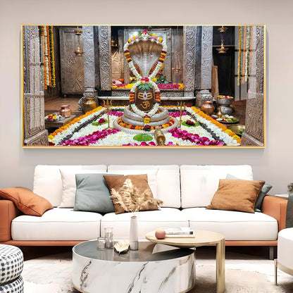 Omkareshwar Jyotirlinga Glass Finish Horizontal Wall Art