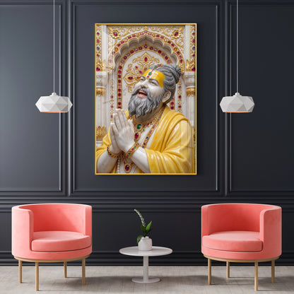 Premanand Ji Maharaj Glass Finish Vertical Wall Art