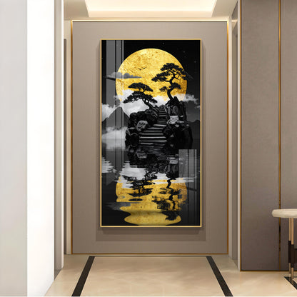 Twilight Tree Serenity Glass Finish Vertical Wall Art