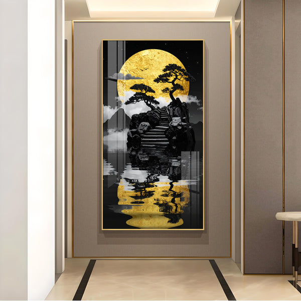 Twilight Tree Serenity Glass Finish Vertical Wall Art