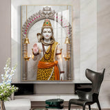 Lord Shiva In A Serene Pose Glass Finish Vertical Wall Art
