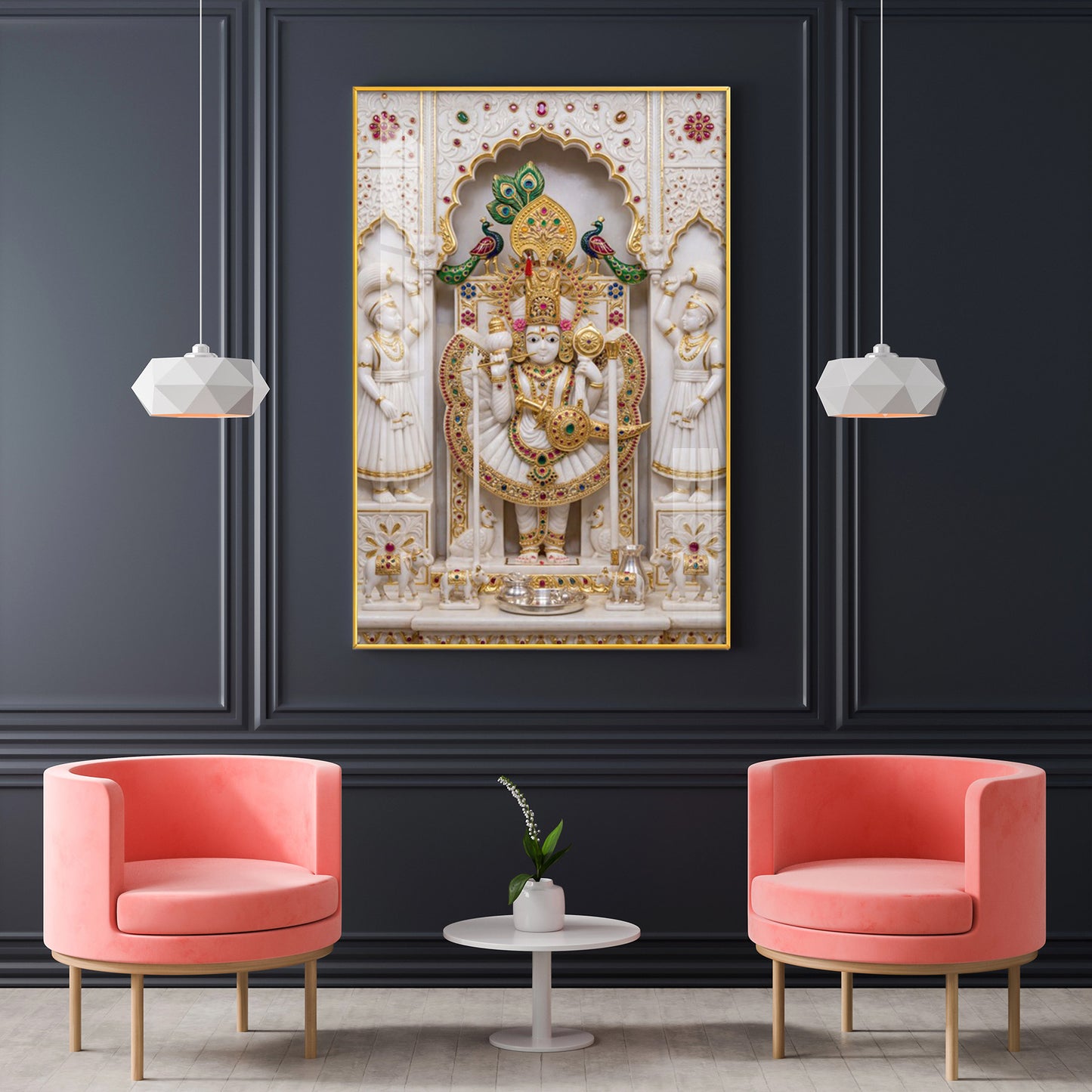 Shri Ranchor Raiji Glass Finish Vertical Wall Art