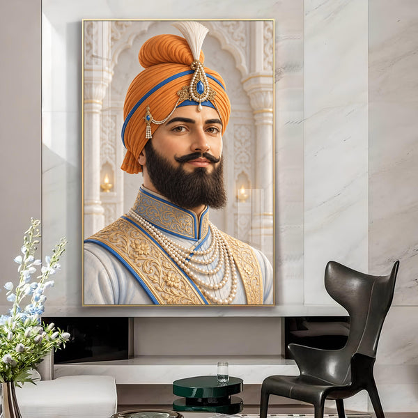 Sikh Guru Gobind Singh Ji Glass Finish Vertical Wall Art
