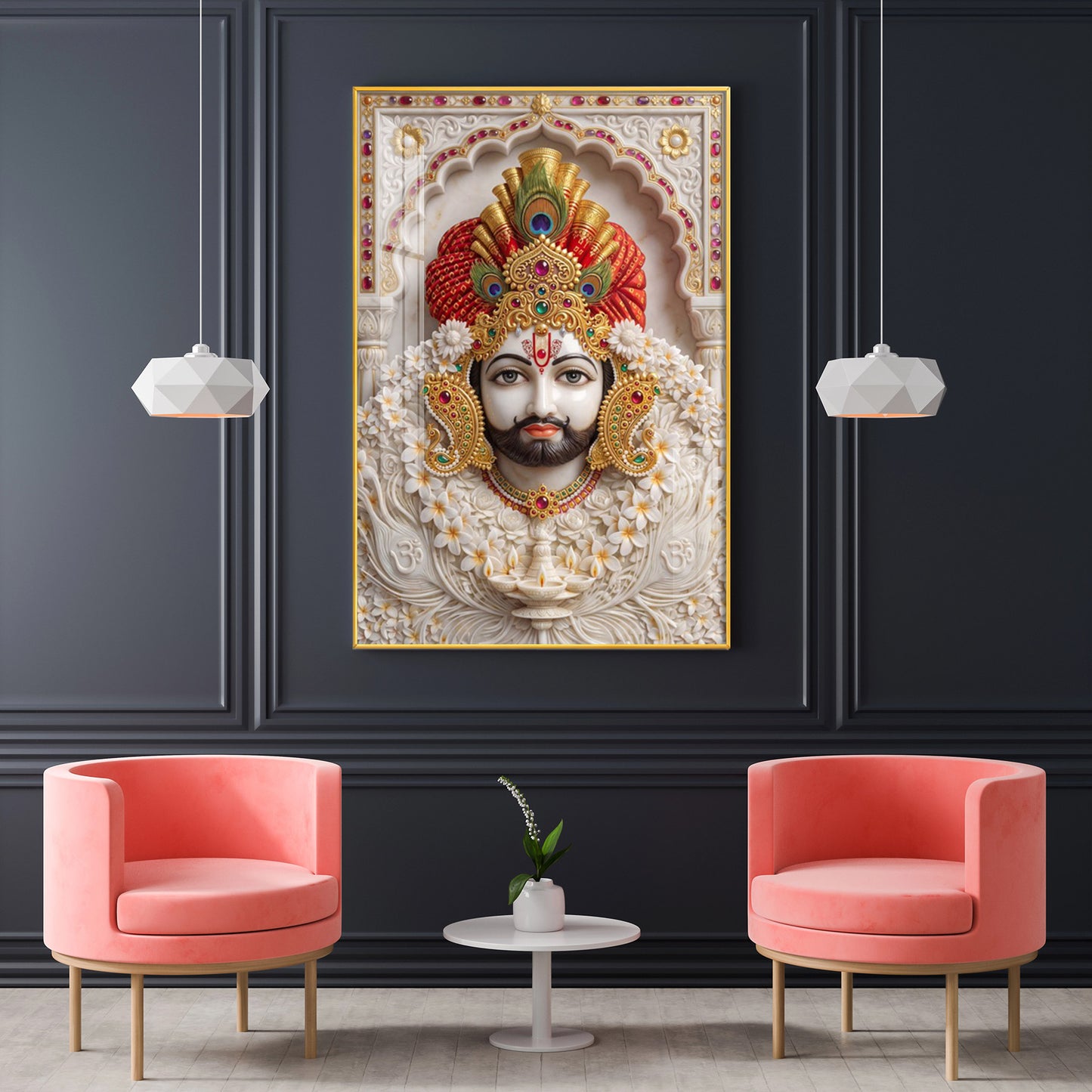 Khatu Shyam Ji Glass Finish Vertical Wall Art