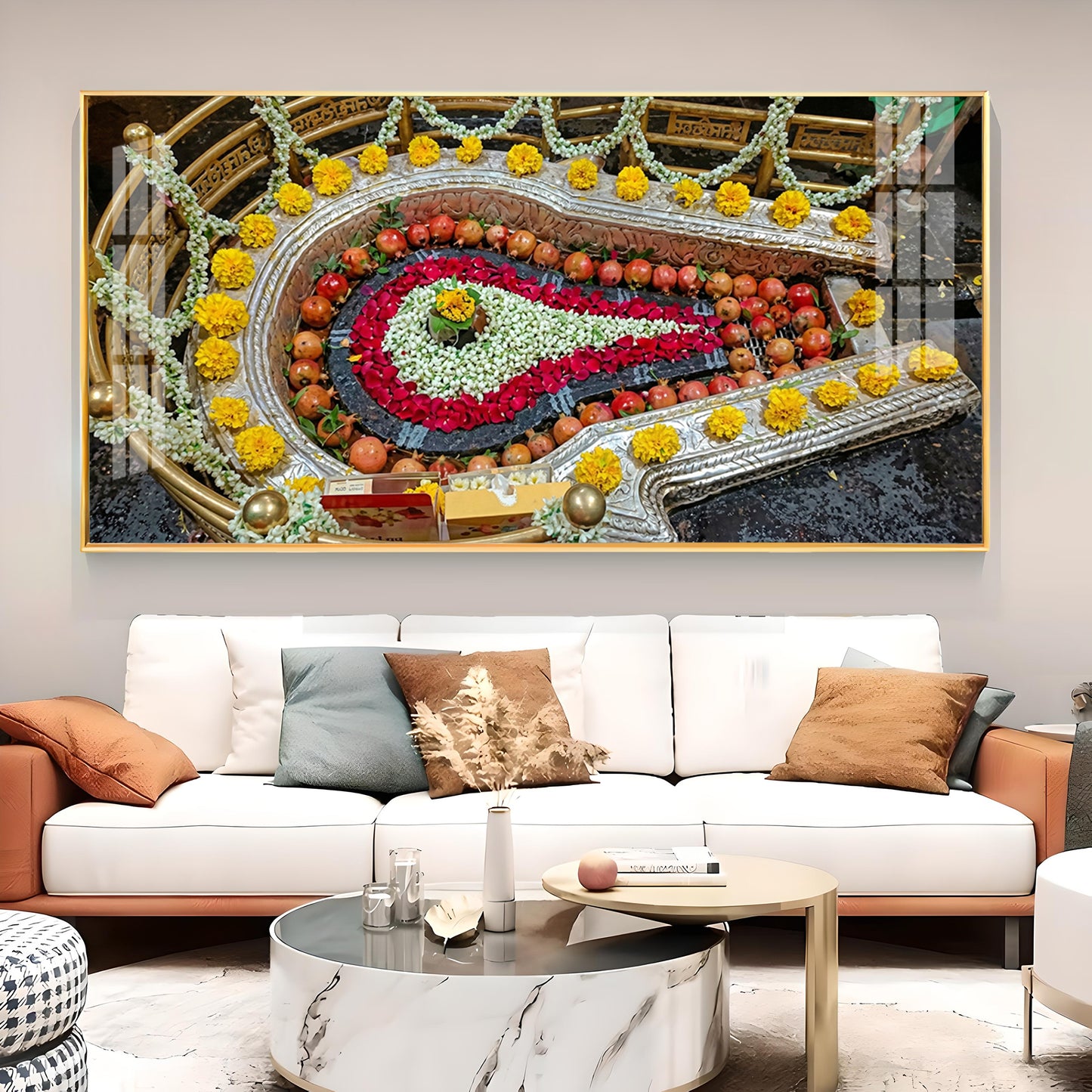 Bhimashankar Jyotirlinga Glass Finish Horizontal Wall Art