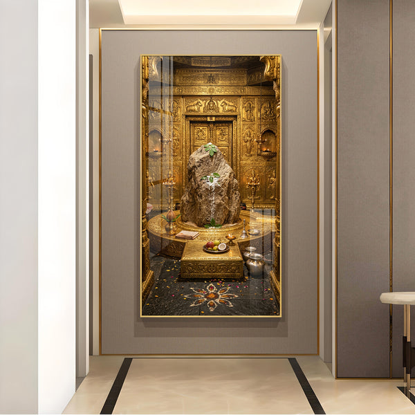 Divine Kedarnath Jyotirlinga Glass Finish Vertical Wall Art