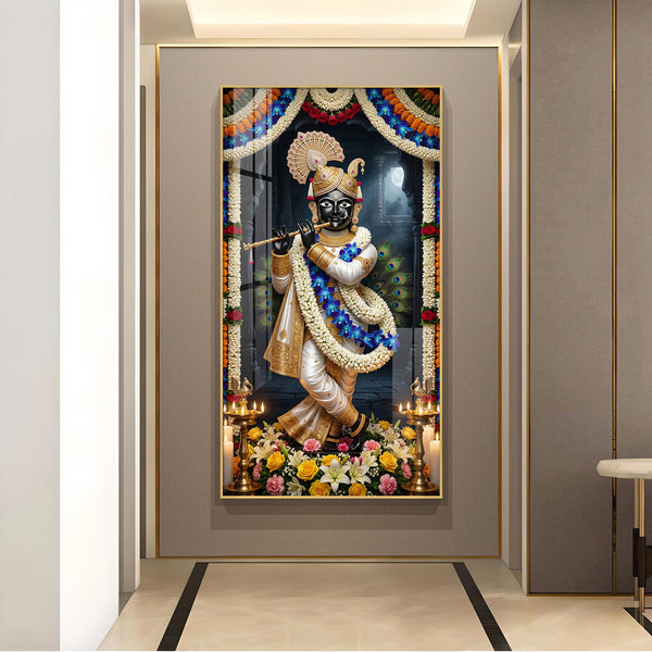 God Shreenath Ji Glass Finish Vertical Wall Art