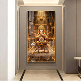 Ganesh Ji With Mushak Glass Finish Vertical Wall Art