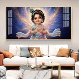 Little Krishna Glass Finish Horizontal Wall Art