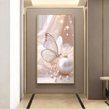 Beautiful Butterfly Glass Finish Vertical Wall Art