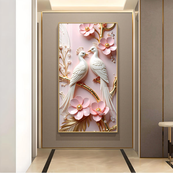Pink Paradise Pair Glass Finish Vertical Wall Art