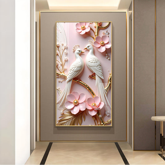 Pink Paradise Pair Glass Finish Vertical Wall Art