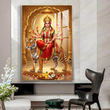 Sherawali Maa Glass Finish Vertical Wall Art