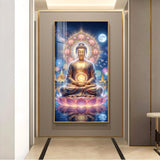 Namo Buddhay Glass Finish Vertical Wall Art