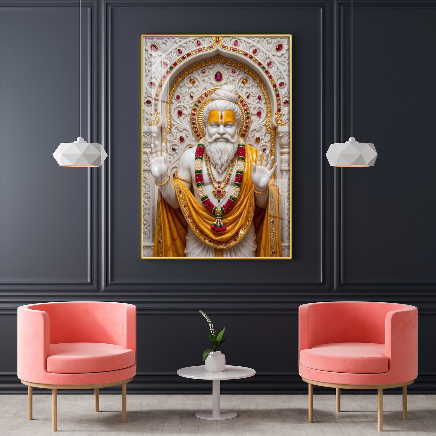 Premanand Maharaj Ji Glass Finish Vertical Wall Art