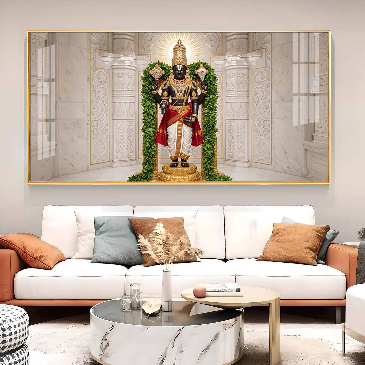 Lord Venkateswara Glass Finish Horizontal Wall Art