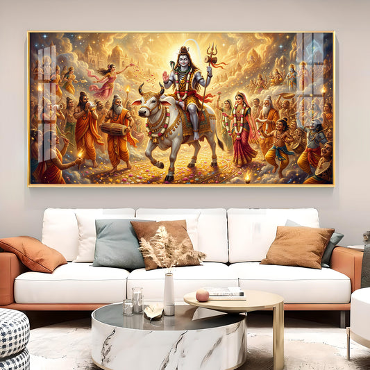 Har Har Mahadev Shambhu Glass Finish Horizontal Wall Art