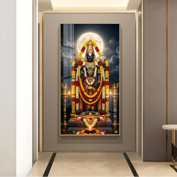 Lord Venkateswara Glass Finish Vertical Wall Art