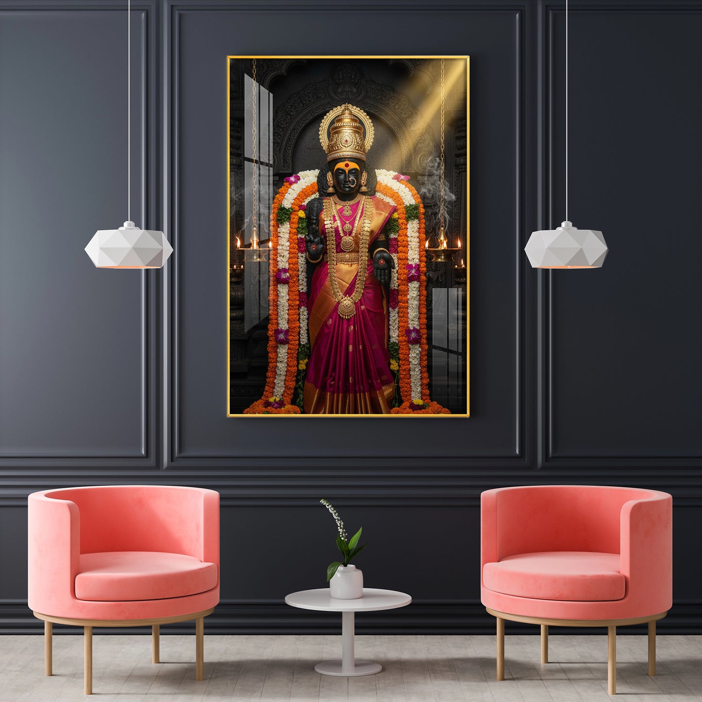 Goddess Annapoorna Devi Glass Finish Vertical Wall Art