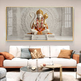 Lord Hanuman Glass Finish Horizontal Wall Art