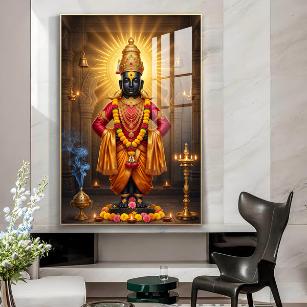 Lord Vithala Glass Finish Vertical Wall Art