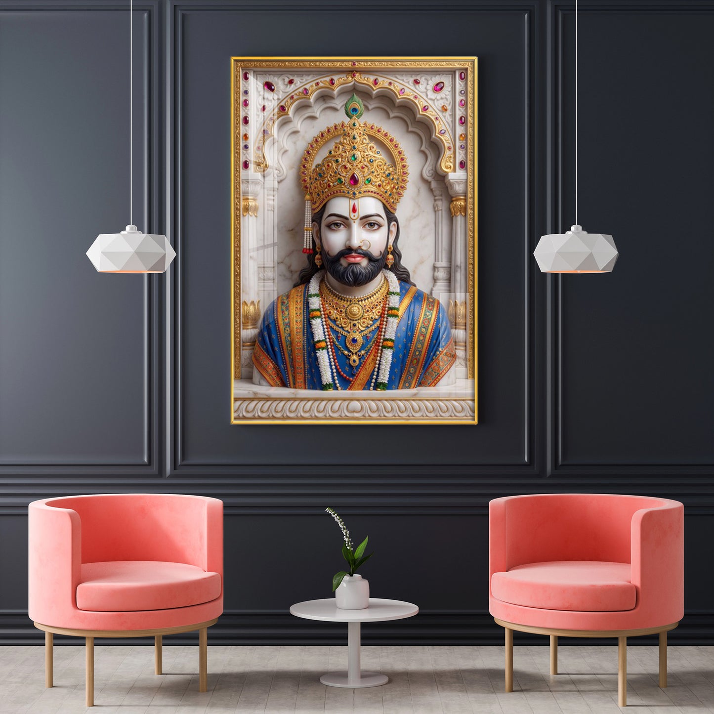 Khatushyam Baba Glass Finish Vertical Wall Art