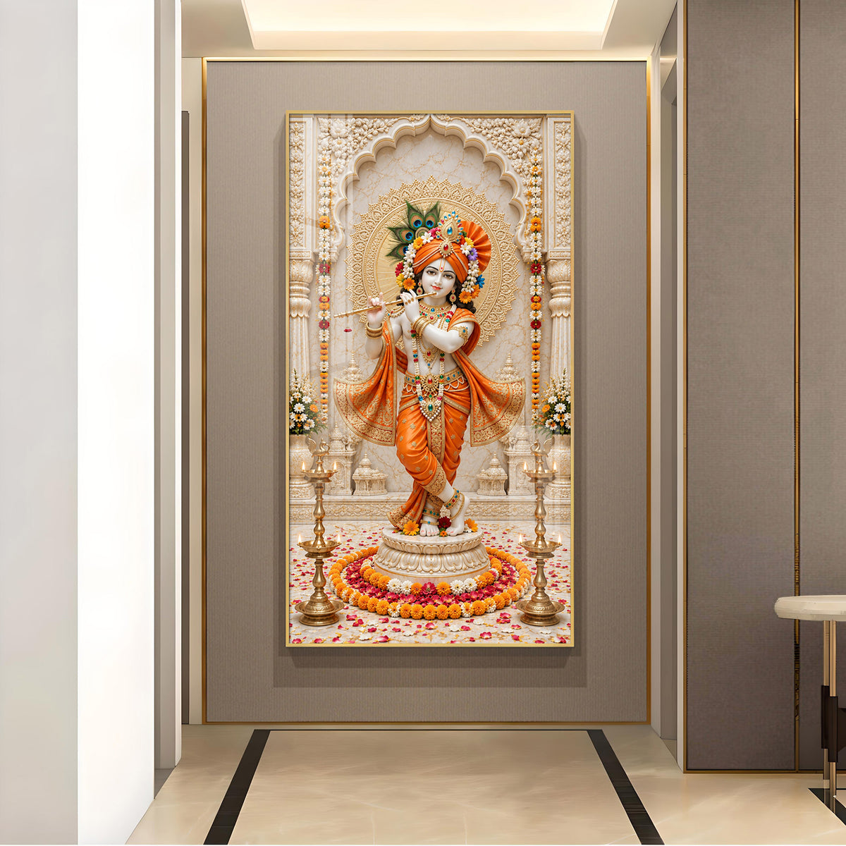 Shri Bal Gopal Glass Finish Vertical Wall Art